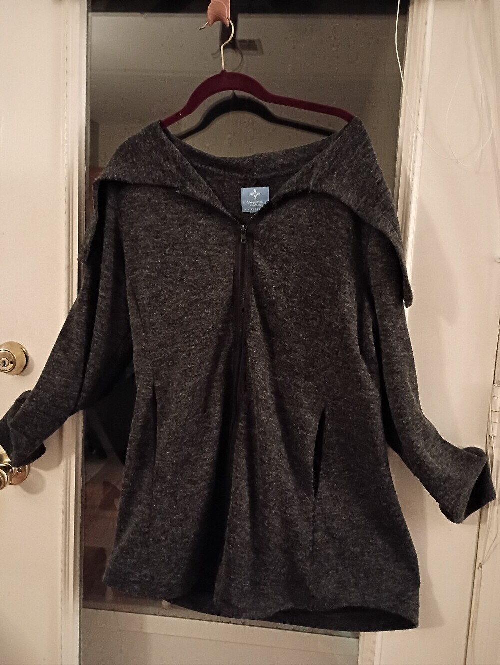 Simply Vera Vera Wang Dark Charcoal Hooded Zip Cardigan